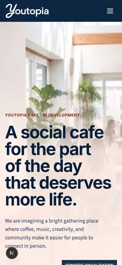 Mobile Youtopia Cafe concept page